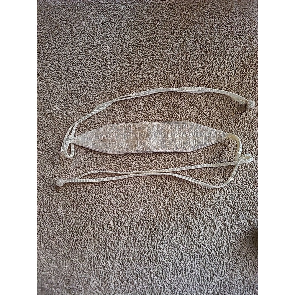 Christian DIOR CEINTURES  vintage hand beaded cream bridal cumberbund BELT SZ XS